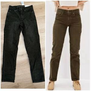 American Eagle 90s Fine Wale Straight Leg Corduroy Pants Sz 00 Olive Green NEW